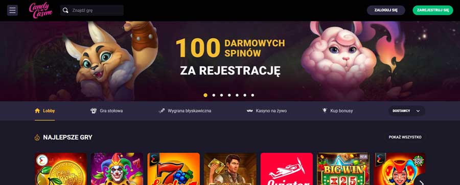 100 Darmowych Spinów Bez Depozytu w Candy Casino